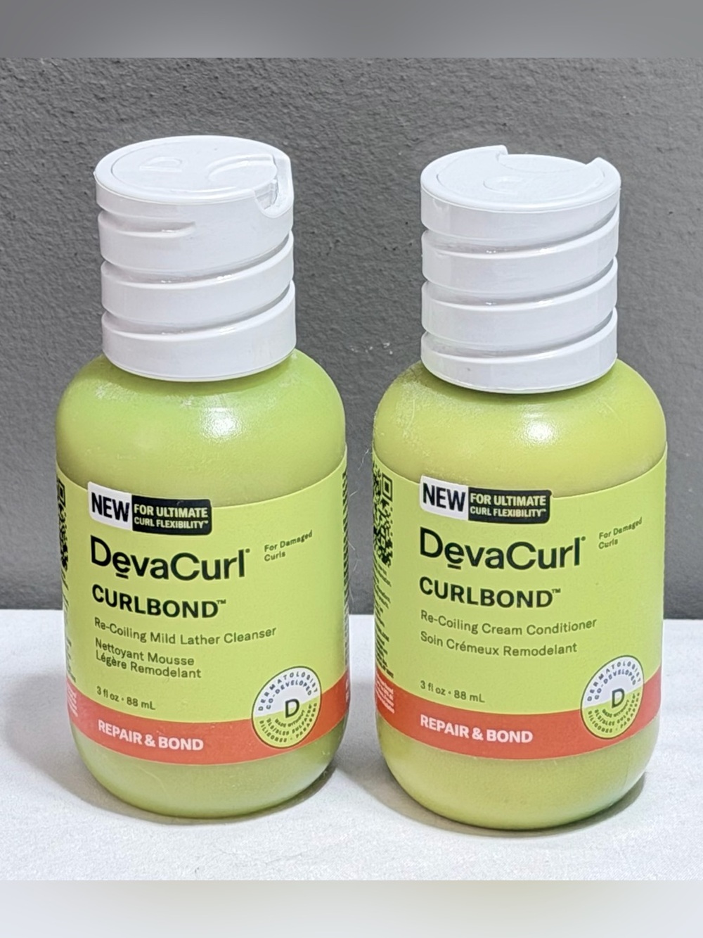 DevaCurl Curlbond Re-Coiling Repair Bond Lather Cleanser Conditioner 3oz Travel